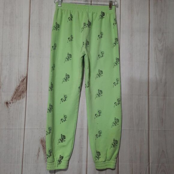 Ladies‎ Small Dragon Print Green Jogger Sweatpants Athleisure Comfy Cute - Picture 1 of 10